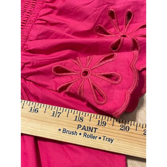 Hyacinth House M Pink Fuschia Eyelet Sleeve Off Shoulder Blouse Cottagecore Boho - Picture 7 of 7